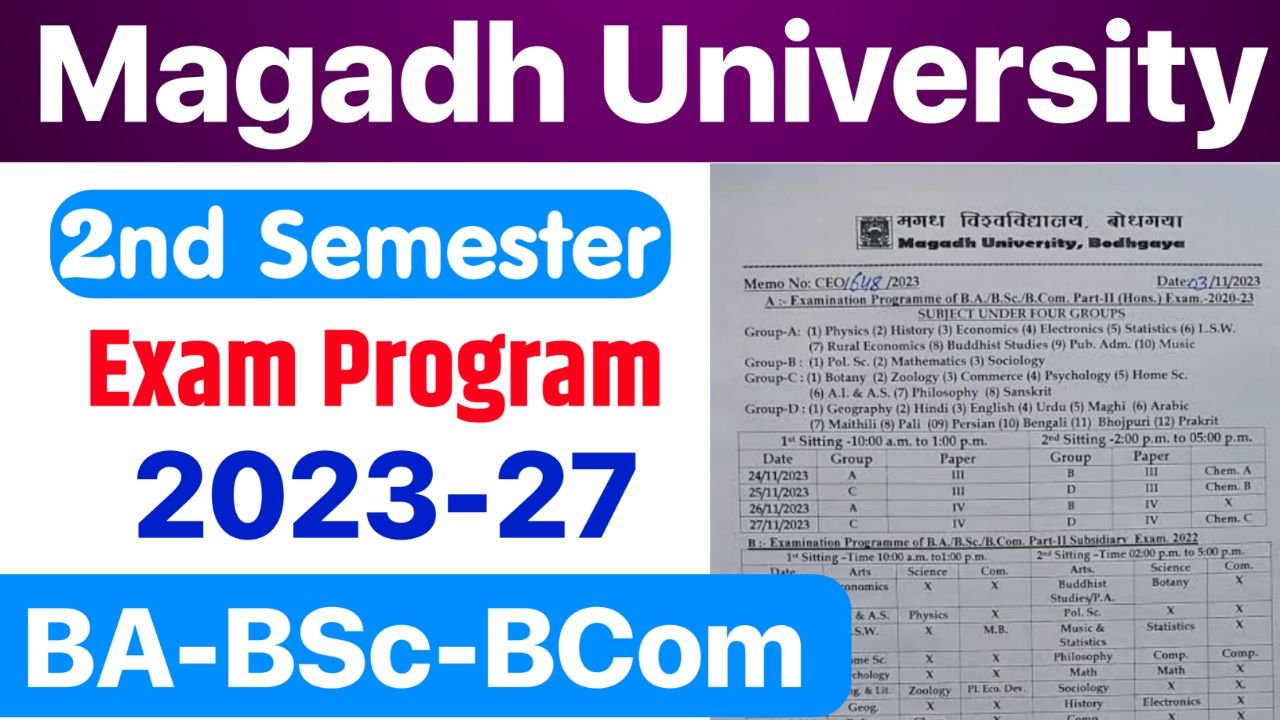 Magadh University 2nd Semester Exam Date 2023-27 : इस दिन से शुरू होगी सेकंड सेमेस्टर की परीक्षाएं