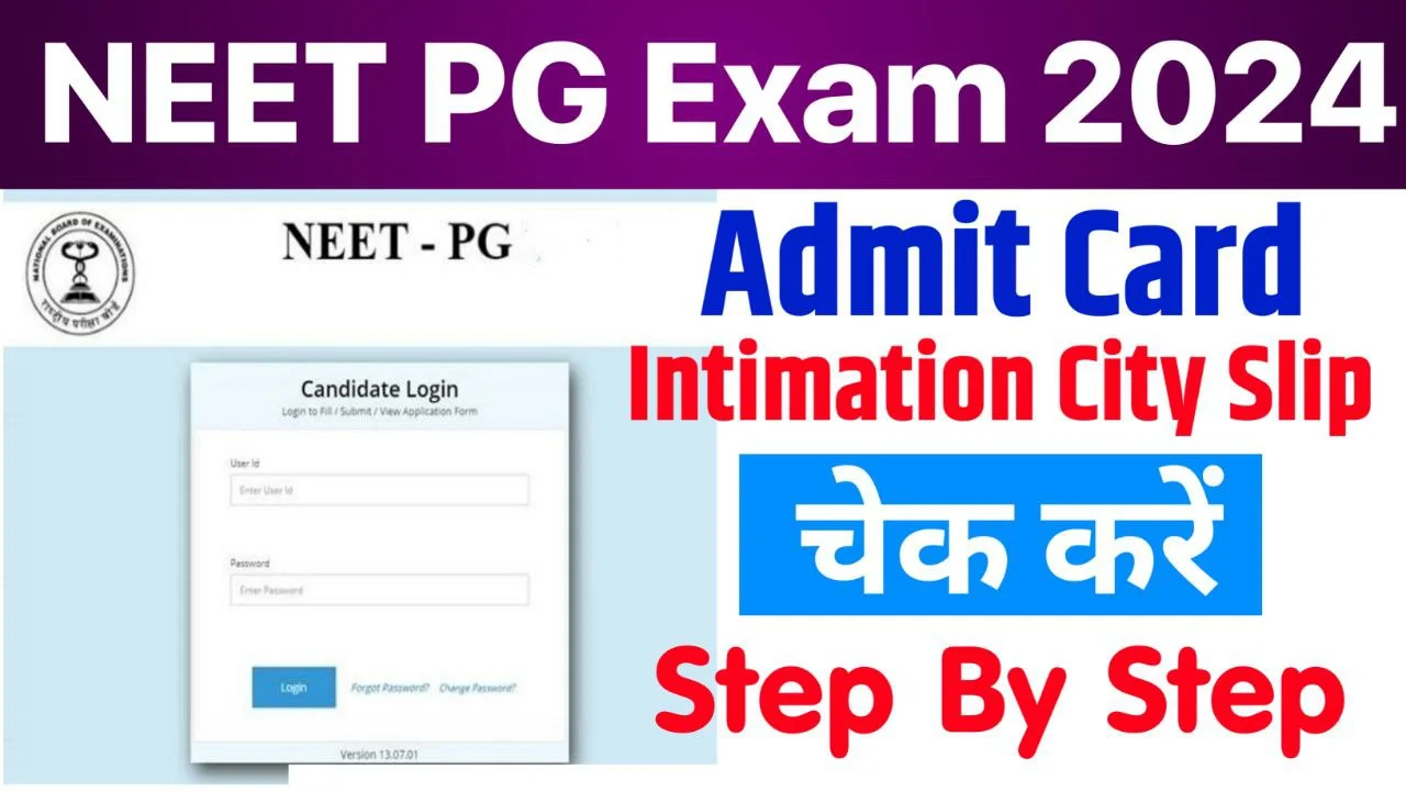 NEET PG Admit Card 2024, Exam City Intimation Slip, Hall Ticket