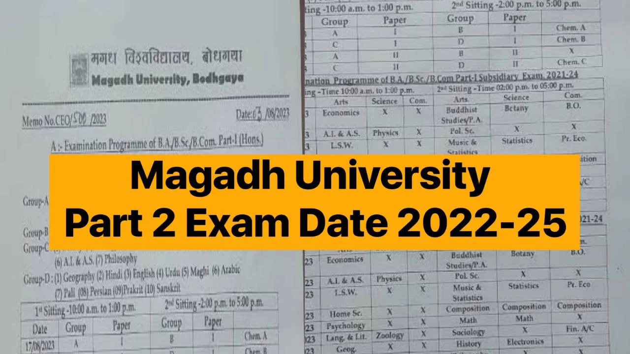 Magadh University Part 2 Exam Date 2024 (2022-25) - जानिए कब से शुरू होगी पार्ट 2 की परीक्षा यहां है पूरी जानकारी